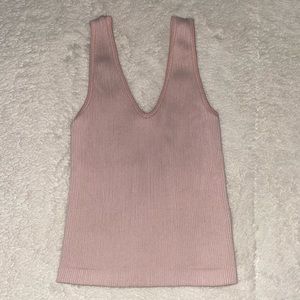 light pink ribbed tank top